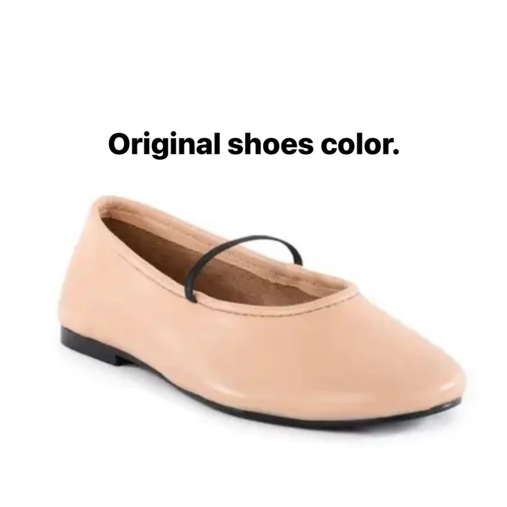 Tan Women Ballet Flats Leather Peach/Beige New Size 7.5